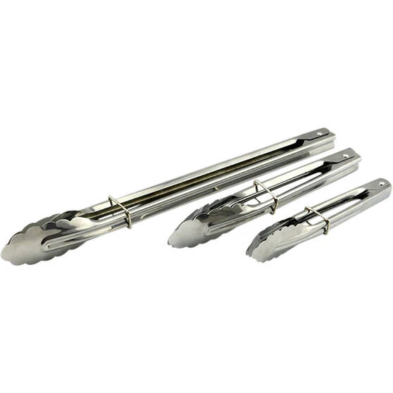 BCF Stainless Steel Tong Set 3 Piece 3 BCF Stainless Steel Tong Set 3 Piece