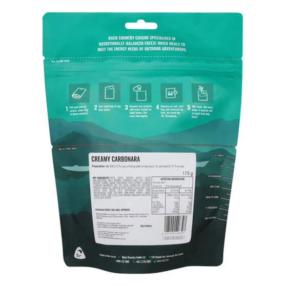 Back Country Cuisine Freeze Dried Creamy Carbonara 2 Serve 3 Back Country Cuisine Freeze Dried Creamy Carbonara 2 Serve