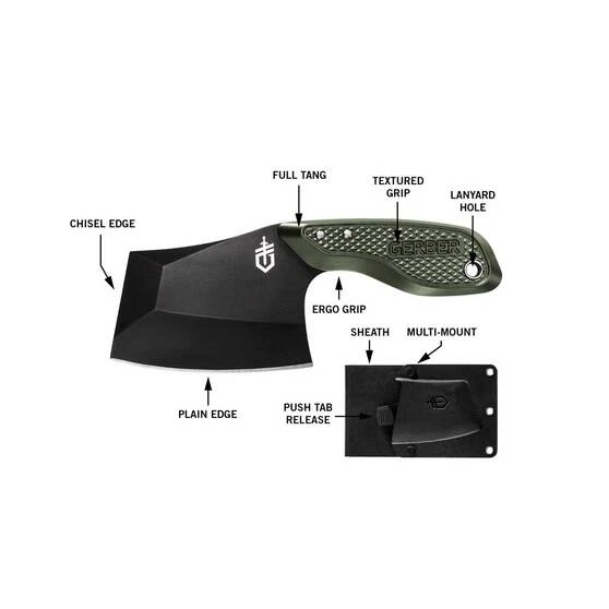 Gerber Tri-Tip Mini Cleaver Black-Green 3 Gerber Tri-Tip Mini Cleaver Black-Green