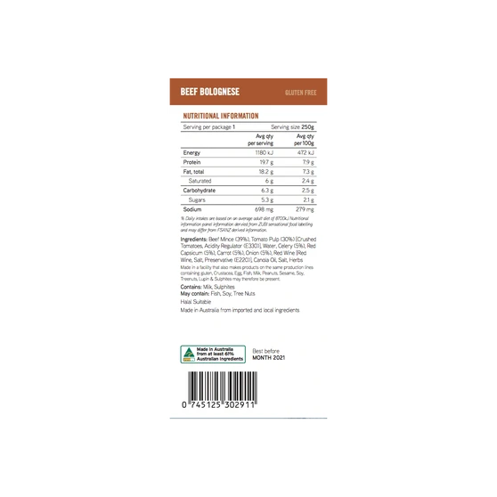 On Track Meals Beef Bolognese 250g 4 On Track Meals Beef Bolognese 250g - Image 2