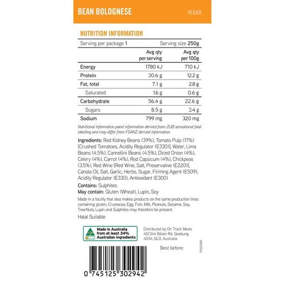 On Track Meals Bean Bolognese 250g 4 On Track Meals Bean Bolognese 250g - Image 2
